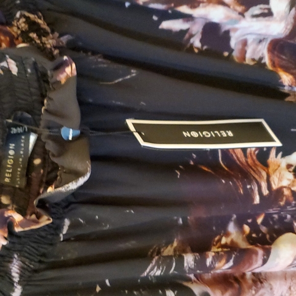 Religion Off the Shoulder Black Floral Dress - Picture 4 of 8